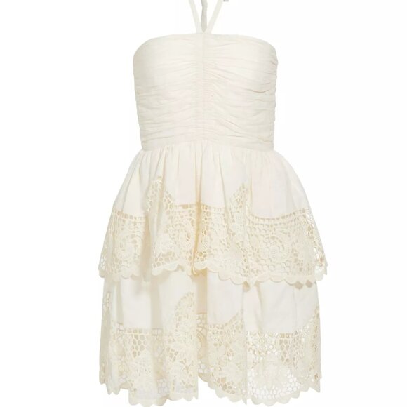 NEW Ulla Johnson Savannah Floral-lace Halterneck Dress In Ivory Size 8 #1489 - Picture 2 of 12